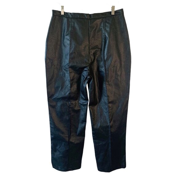 PRINCESS POLLY Solid Encore Black Faux Leather Ankle Straight Leg Pants Size 12 - Picture 7 of 8